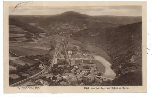 [Ansichtskarte] 5168 NIDEGGEN, Blick von der Burg auf Brück und das Rurtal, 1927. 