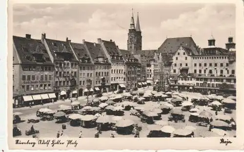 [Ansichtskarte] 8500 NÜRNBERG, Wochenmarkt auf dem Adolf Hitler Platz, Stoja Verlag. 