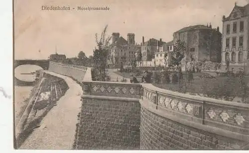 [Ansichtskarte] F 57100 DIEDENHOFEN / THIONVILLE, Moselpromenade, 1915, deutsche Feldpost. 