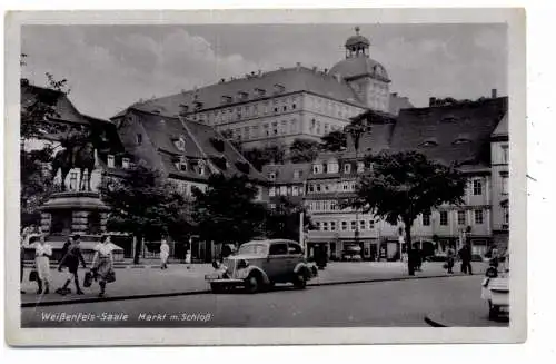 [Ansichtskarte] 0-4850 WEISSENFELS, Markt mit Schloß, 1943, OPEL 6. 