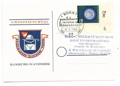 [Ansichtskarte] 2000 HAMBURG - WANDSBEK, Postgeschichte, zuadressierter Stempelbeleg, 1964. 
