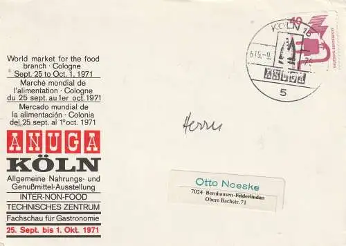 [Ansichtskarte] 5000 KÖLN, EREIGNIS, ANUGA 1971. 