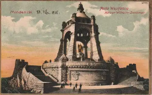 4952 PORTA WESTFALICA, Kaiser - Wilhelm - Denkmal, 1915, Feldpost