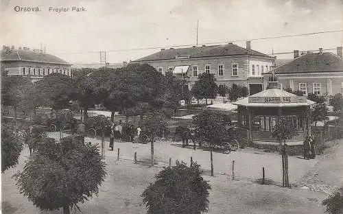 RUMÄNIEN / ROMANIA - ORSOVA, Freyler Park, Droschken, NASSE EDE, Verlag Hutterer