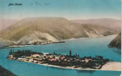 RUMÄNIEN / ROMANIA - ORSOVA, versunkene Insel Ada Kaleh, Gesamtansicht