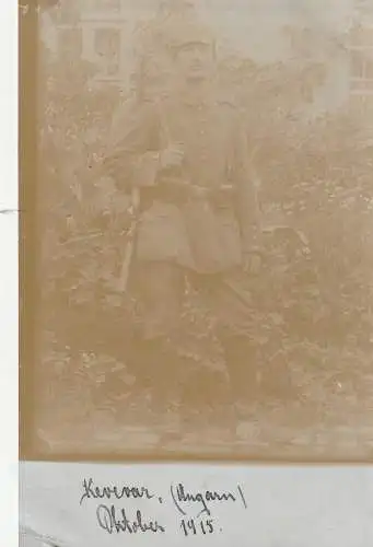 SERBIEN / SRBIJA - KEVEVARA, Deutscher Soldat mit Pickelhaube, Oktober 1915, Photo-AK