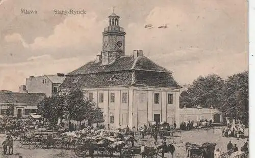 [Ansichtskarte] PL 06-500 MLAWA, Stary Rynek, Wochenmarkt, 1915, deutsche Feldpost. 
