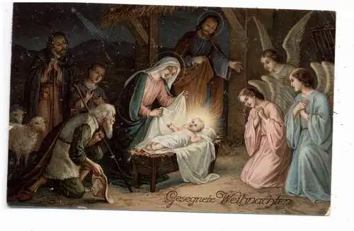 [Ansichtskarte] RELIGION - KRIPPE, Gesegnete Weihnacht, 1922. 