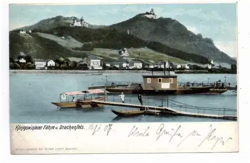 [Ansichtskarte] 5300 BONN - BAD GODESBERG - MEHLEM, Königswinterer Fähre  und Ausflugsschiff am Anleger, 1907. 