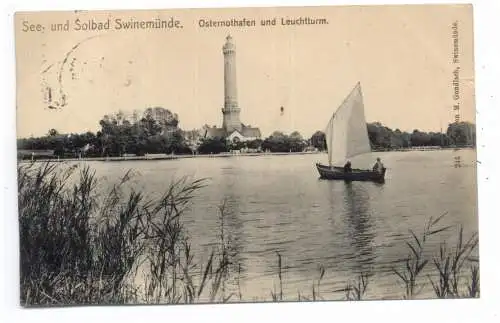 [Ansichtskarte] POMMERN - SWINEMÜNDE / SWINOUJSCIE, Osternothafen, Leuchtturm, Fischer, 1907. 