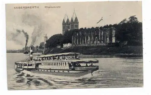 [Ansichtskarte] 4000 DÜSSELDORF - KAISERSWERTH,Blick vom Rhein, KD - Dampfer, 1907. 