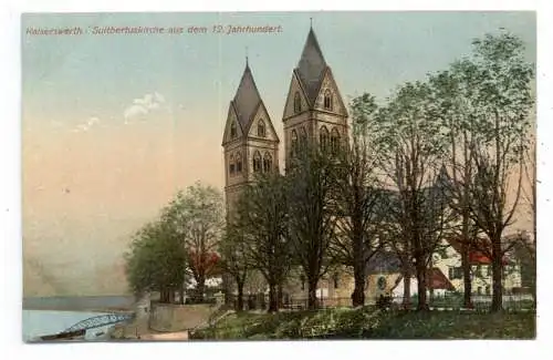 [Ansichtskarte] 4000 DÜSSELDORF - KAISERSWERTH, Suitberuskirche am Rhein, 1909, Verlag Apel. 