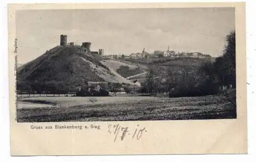 [Ansichtskarte] 5202 HENNEF - STADT BLANKENBERG, Blick aus dem Tal, 1910, Verlag Dietzgen - Siegburg. 