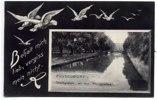 [Ansichtskarte] 4000 DÜSSELDORF, Stadtgraben an der Königsallee1908. 