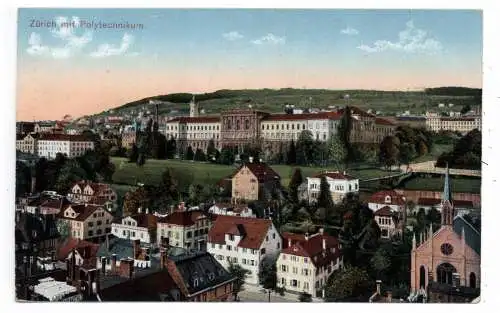 [Ansichtskarte] CH 8000 ZÜRICH ZH, Blick auf das Polytechnikum, 1912, Künzli-Tobler. 