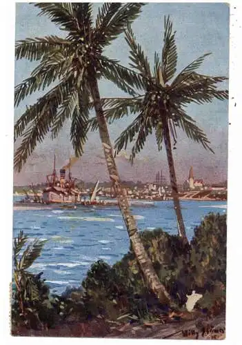 [Ansichtskarte] DEUTSCHE KOLONIEN - DEUTSCH OST-AFRIKA - DARESSALAM, Künstler - Karte Prof. Willy Ströwer. 