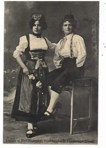 [Ansichtskarte] MUSIK - LINNY & EVI BURGER, Süddeutsches Gesangs - Duett, 1912. 