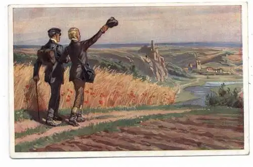 [Ansichtskarte] KÜNSTLER / ARTIST - PAUL HEY, "Wohlauf, die Luft geht frisch und rein", Volksliederkarte Nr. 30, 1917. 