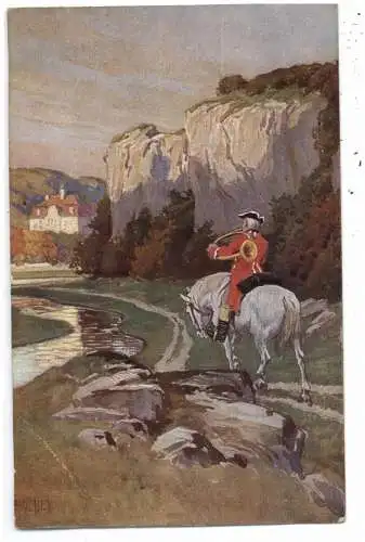 [Ansichtskarte] KÜNSTLER / ARTIST - PAUL HEY, "Es blies ein Jäger wohl in sein Horn", Volksliederkarte Nr. 22, 1920. 