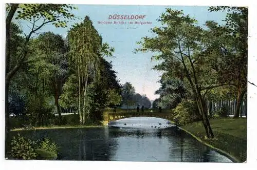 [Ansichtskarte] 4000 DÜSSELDORF, Goldene Brücke im Hofgarten, 1910. 