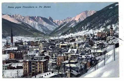 [Ansichtskarte] CH 7260 DAVOS gegen Tinzenhorn und Piz Michel, 1912. 