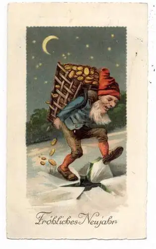[Ansichtskarte] ZWERGE / GNOME / DWARFS / NANI, Zwerg mit Goldmünzen im Korb, 1927. 