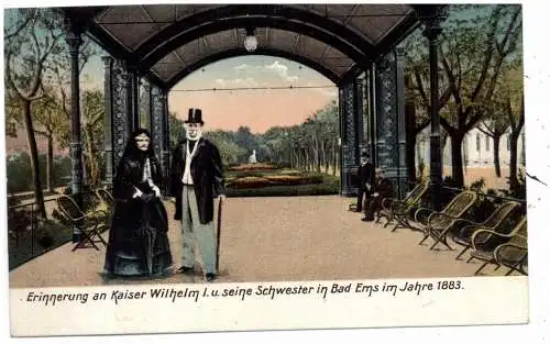 [Ansichtskarte] MONARCHIE - DEUTSCHLAND, Kaiser Wilhelm I und seine Schwester, 1883 in Bad Ems. 