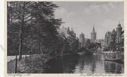 [Ansichtskarte] OTPREUSSEN - KÖNIGSBERG / KALININGRAD, Schlossteich mit dem Schlo0, 1930, Verlag Krauskopf. 