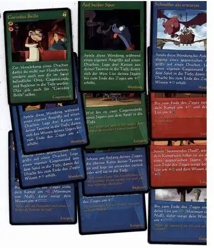 DIE DRACHENJÄGER / DRAGON HUNTERS, 12 Sammelkarten, 1 er mit Querknick