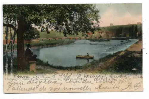 [Ansichtskarte] 4330 HATTINGEN, Restaurant und Gartenlokal Bella Riva an der Ruhr, 1906. 