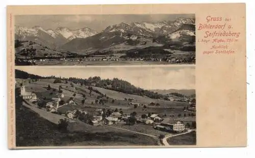 [Ansichtskarte] 8976 BLAICHACH - BIHLERDORF und - SEIFRIEDSBERG, Blick auf die Dörfer, ca. 1900. 