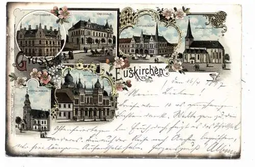 [Ansichtskarte] 5350 EUSKIRCHEN, Lithographie 1897, Synagoge, Post, Kreishaus, Amtsgericht, kath. Pfarrkirche, ev. Kirche. 