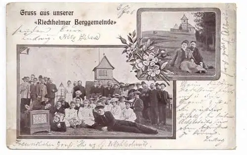 [Ansichtskarte] 0-5211 RIECHHEIM über Arnstadt, Grus aus unserer "Riechheimer Berggemeinde"1906. 