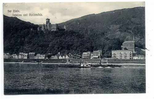 [Ansichtskarte] BINNENSCHIFFE - RHEIN, RAAB - KARCHER Frachtschiff vor Koblenz - Capellen, 1907, Bahnpost. 
