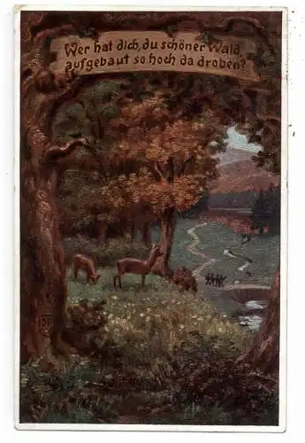 [Ansichtskarte] MUSIK - "Wer hat dich du schöner Wald", Volksliederkarte Nr.5, Verein für das Deutschtum im Ausland, 1913. 