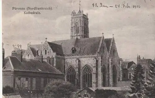 [Ansichtskarte] F 80200 PERONNE, 1. Weltkrieg, Kathedrale, 1916, Verlag Rotophot. 