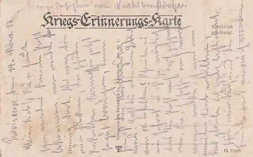 [Ansichtskarte] F 02190 AMIFONTAINE, 1. Weltkrieg, Kirche / l'Eglise, 1916, Verlag Trenkler. 