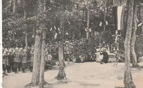 [Ansichtskarte] MILITÄR - 1.Weltkrieg, Feldgottesdienst im Wald, 1916, Feldpost, Verlag Schaar & Dathe. 