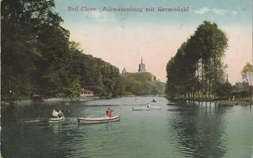 [Ansichtskarte] 4190 KLEVE, Schwanenburg und Kermisdahl, Ruderpartie, 1929, Verlag Knipping. 