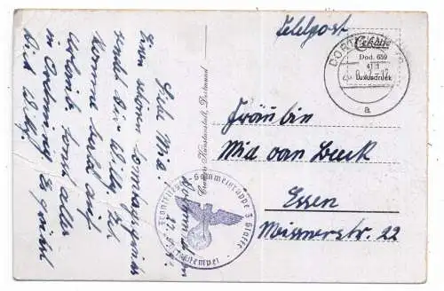 [Ansichtskarte] 4600 DORTMUND, Buschmühle, Feldpost Frontflieger Sammelgruppe 3. Staffel, 1942, Knick. 