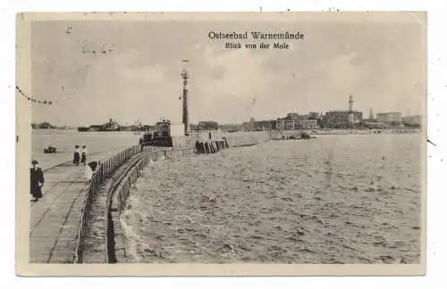 [Ansichtskarte] 0-2500 ROSTOCK - WARNEMÜNDE, Blick von der Mole, 1926. 