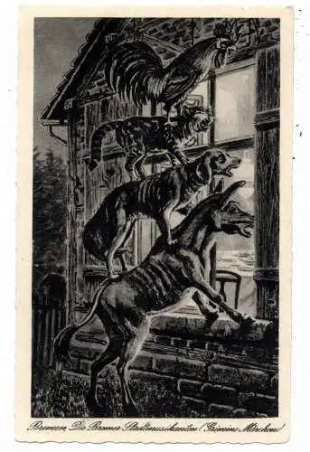 [Ansichtskarte] MÄRCHEN / FAIRY TALES - Die Bremer Stadtmusikanten, 1936. 