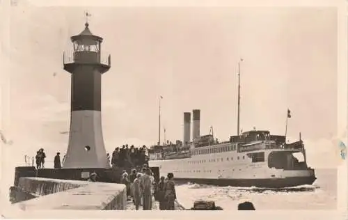 [Ansichtskarte] FÄHRE / FERRY / TRAVERSIER - "KONUNG GUSTAV I", im Hafen Sassnitz, 1957. 