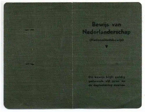 PERSONALAUSWEIS NIEDERLANDE, 1939