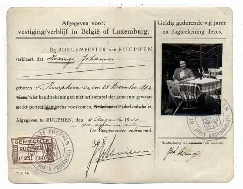 PERSONALAUSWEIS NIEDERLANDE, 1939