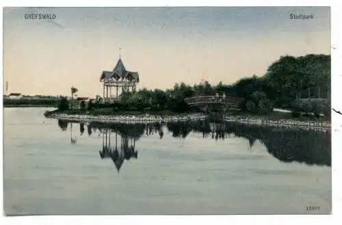 [Ansichtskarte] 0-22 GREIFSWALD, Pavillon im Stadtpark, color, 1905. 