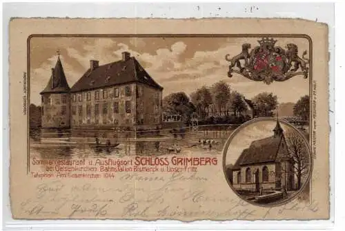 [Ansichtskarte] 4650 GELSENKIRCHEN - BISMARCK, Schloß Grimberg, Steindruck 1905. 