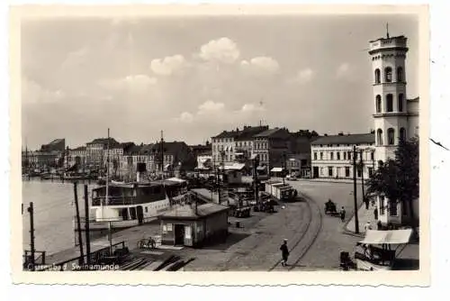 [Ansichtskarte] POMMERN - SWINEMÜNDE / SWINOUJSCIE, Partie am Hafen, Rügendampfer "SCHARNHORST", Verlag Schöning. 