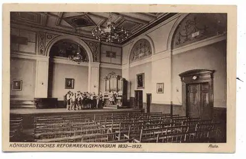 [Ansichtskarte] 1000 BERLIN - KÖNIGSTADT, Königstädtisches Reformrealgymnasium, Aula mit Orgel. 