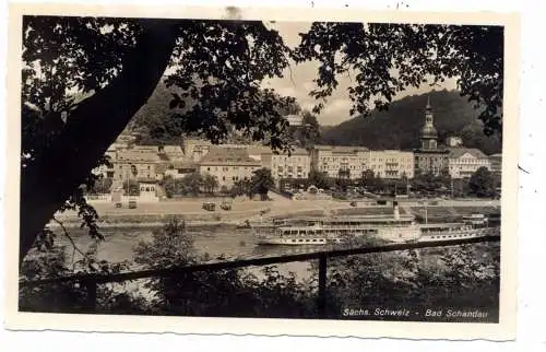 [Ansichtskarte] 0-8320 BAD SCHANDAU, Blick über die Elbe, Elbdampfer. 